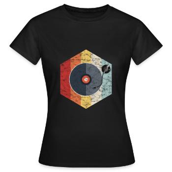 Disque vinyle Rétro Vintage DJ Bass cadeau - T-shirt Femme - noir - Devant - AI Model Female 172 dark (172cm)