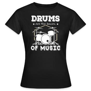 Les tambours sont le bacon du batteur de musique - T-shirt Femme - noir - Devant - AI Model Female 172 dark (172cm)