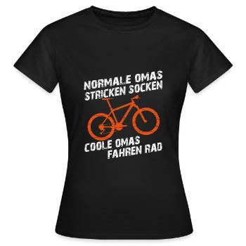 Coole Oma fährt Fahrrad lustiger Omaspruch. Farben - Frauen T-Shirt - Schwarz - Vorne - AI Model Female 172 dark (172cm)