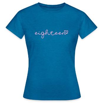 eighteen lila - Frauen T-Shirt - Antikblaues Saphir meliert - Vorne - AI Model Female 172 dark (172cm)