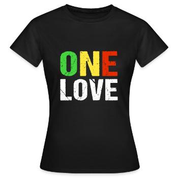 One Love Reggae Musik Jamaica - Frauen T-Shirt - Schwarz - Vorne - AI Model Female 172 dark (172cm)