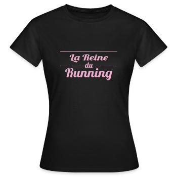 La reine du running - T-shirt Femme - noir - Devant - AI Model Female 172 dark (172cm)