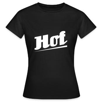 Hof - Textdesign mit Stadtnamen - Frauen T-Shirt - Schwarz - Vorne - AI Model Female 172 dark (172cm)