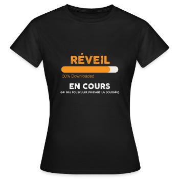 Réveil En Cours Veuillez Patientez - T-shirt Femme - noir - Devant - AI Model Female 172 dark (172cm)