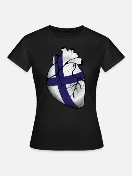 Finnland Herz - Frauen T-Shirt - Schwarz