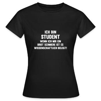 Student schmiert wissenschaftlich belegte Brote - Frauen T-Shirt - Schwarz - Vorne - AI Model Female 172 dark (172cm)