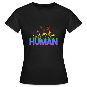 Liebe Human Regenbogen Gay Pride - LGBT - Frauen T-Shirt - Schwarz - Vorne - AI Model Female 172 dark (172cm)