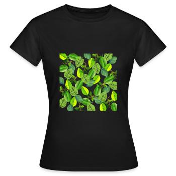 Green leaf collage - Women's T-Shirt - black - Front - AI Model Female 172 dark (172cm)