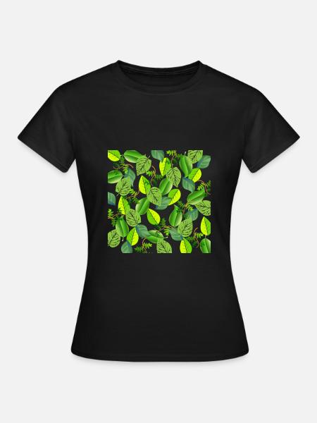 Collage de feuilles vertes - T-shirt Femme - noir