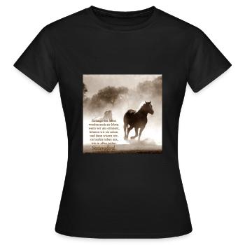 Seelenpferd Andenken Kissen Tassen Geschenkidee - Frauen T-Shirt - Schwarz - Vorne - AI Model Female 172 dark (172cm)
