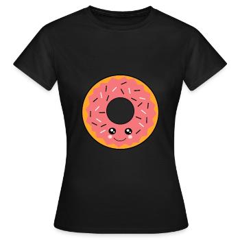 Kawaii Donuts Kawaii Gâteau Kawaii Autocollants Kawaii Drôle - T-shirt Femme - noir - Devant - AI Model Female 172 dark (172cm)