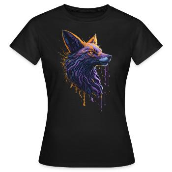 Peinture orange et violette Fox Head Illustration Desi - T-shirt Femme - noir - Devant - AI Model Female 172 dark (172cm)
