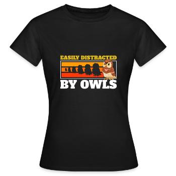 Easily Distracted By Owl Retro Owlet Vintage Bird - Women's T-Shirt - black - Front - AI Model Female 172 dark (172cm)