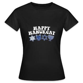Joyeux Hanoukka Hanukcat costume juif Menorah - T-shirt Femme - noir - Devant - AI Model Female 172 dark (172cm)