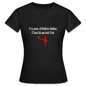 Y a pas d hélice hélas - T-shirt Femme - noir - Devant - AI Model Female 172 dark (172cm)
