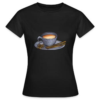 Thé Chai Masala Chai - T-shirt Femme - noir - Devant - AI Model Female 172 dark (172cm)