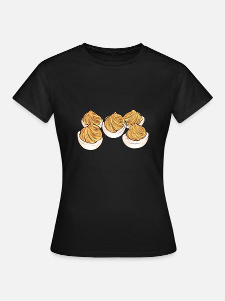 Gefüllte Eier Deviled Eggs - Frauen T-Shirt - Schwarz