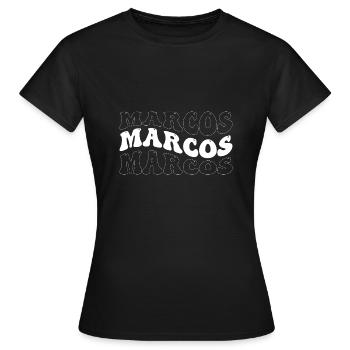 Drôle Marcos Groovy 4 Hommes Femmes Cool Marcos Cravate - T-shirt Femme - noir - Devant - AI Model Female 172 dark (172cm)