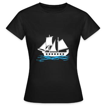 Boot - Frauen T-Shirt - Schwarz - Vorne - AI Model Female 172 dark (172cm)