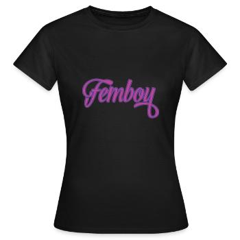 Femboy Logo Cross Dressing Motiv Geschenk Feminin - Frauen T-Shirt - Schwarz - Vorne - AI Model Female 172 dark (172cm)