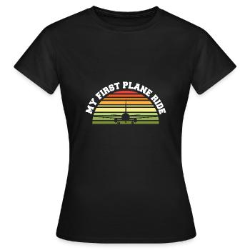 Vacation Trip My First Airplane Ride Traveler - Women's T-Shirt - black - Front - AI Model Female 172 dark (172cm)