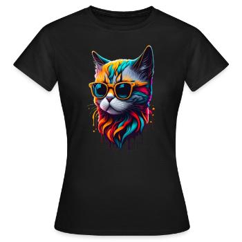 Chat mignon - T-shirt Femme - noir - Devant - AI Model Female 172 dark (172cm)