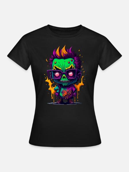 Bunter cooler Zombie - Frauen T-Shirt - Schwarz