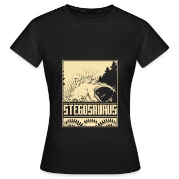 Stegosaurus Dino Vintage - T-shirt Femme - noir - Devant - AI Model Female 172 dark (172cm)
