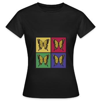 Schmetterlinge Pop-Art - Frauen T-Shirt - Schwarz - Vorne - AI Model Female 172 dark (172cm)