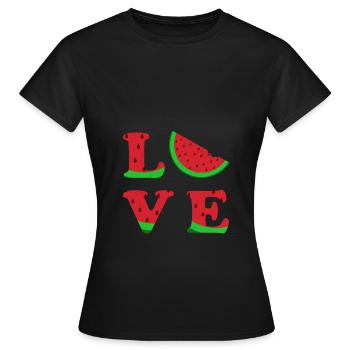Love Wassermelone Typografie Vegetable Geschenk - Frauen T-Shirt - Schwarz - Vorne - AI Model Female 172 dark (172cm)