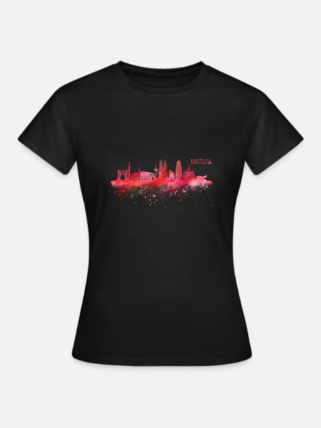 Skyline Barcelona Spanien - Frauen T-Shirt - Schwarz