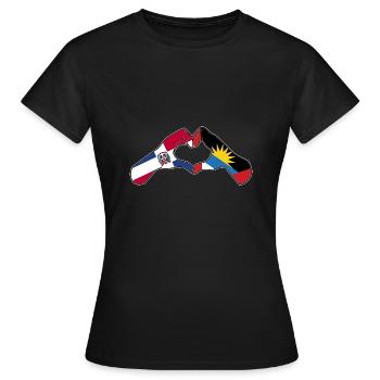 Antigua und Barbuda Flagge - Frauen T-Shirt - Schwarz - Vorne - AI Model Female 172 dark (172cm)