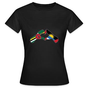 Antigua und Barbuda Flagge - Frauen T-Shirt - Schwarz - Vorne - AI Model Female 172 dark (172cm)