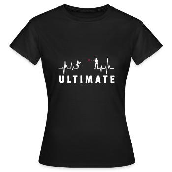 Ultimate Frisbee Wurfscheibe - Frauen T-Shirt - Schwarz - Vorne - AI Model Female 172 dark (172cm)