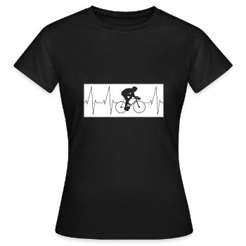 Bicycle Heartbeat Gift Bike Ride Bike - Women's T-Shirt - black - Front - AI Model Female 172 dark (172cm)
