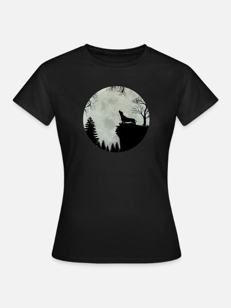 Dackel Teckel Dachshund Mond Geschenk (0287) - Frauen T-Shirt - Schwarz
