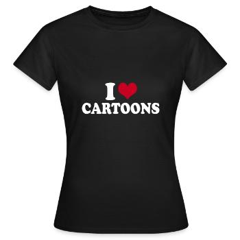 J’adore les dessins animés - T-shirt Femme - noir - Devant - AI Model Female 172 dark (172cm)