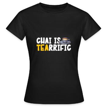 Thé Chai Masala Chai - T-shirt Femme - noir - Devant - AI Model Female 172 dark (172cm)
