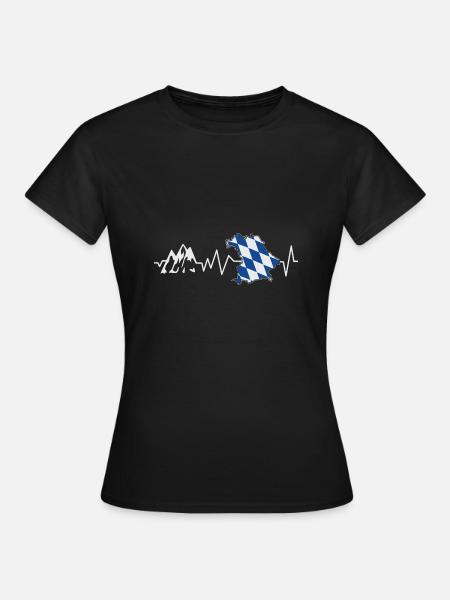 Herzschlag Bayern Wandern Berge - Frauen T-Shirt - Schwarz