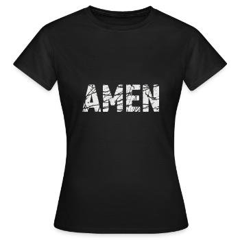 AMEN | Vintage-Phrase - Frauen T-Shirt - Schwarz - Vorne - AI Model Female 172 dark (172cm)