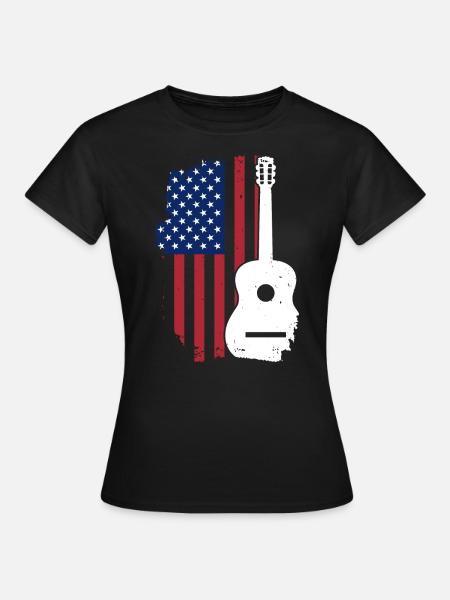 USA Flagge Gitarre - Frauen T-Shirt - Schwarz