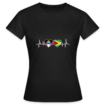 Antigua und Barbuda Flagge - Frauen T-Shirt - Schwarz - Vorne - AI Model Female 172 dark (172cm)