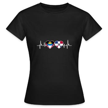 Antigua und Barbuda Flagge - Frauen T-Shirt - Schwarz - Vorne - AI Model Female 172 dark (172cm)