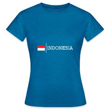 Indonésie - T-shirt Femme - bleu saphir antique chiné - Devant - AI Model Female 172 dark (172cm)