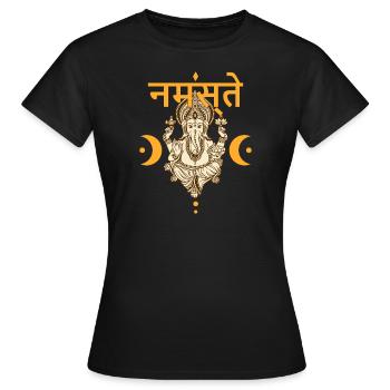 Yoga Gansha Namaste Sanskrit Namaste Méditation - T-shirt Femme - noir - Devant - AI Model Female 172 dark (172cm)