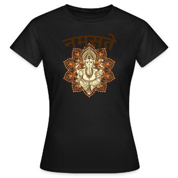Yoga Gansha Namaste Sanskrit Namaste Méditation - T-shirt Femme - noir - Devant - AI Model Female 172 dark (172cm)