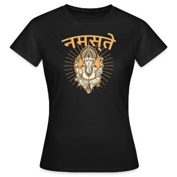 Yoga Gansha Namaste Sanskrit Namaste Meditation - Frauen T-Shirt - Schwarz - Vorne - AI Model Female 172 dark (172cm)