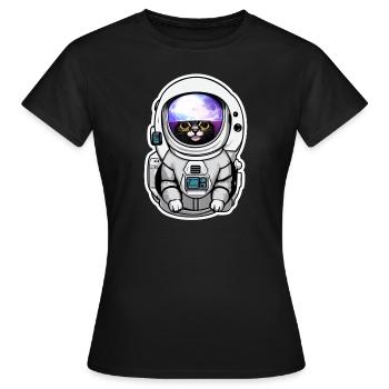 chat astronaute dans l espace - T-shirt Femme - noir - Devant - AI Model Female 172 dark (172cm)