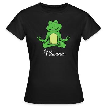Auszeit Durchatmen Wusaaa Frosch - Frauen T-Shirt - Schwarz - Vorne - AI Model Female 172 dark (172cm)