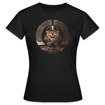 DDR - Blutgruppe 1:50 - Vintage Kupfer Edition - Frauen T-Shirt - Schwarz - Vorne - AI Model Female 172 dark (172cm)